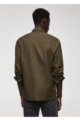 پیراهن خاکی مردانه مانگو 57094004
