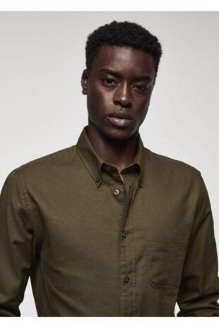 پیراهن خاکی مردانه مانگو 57094004