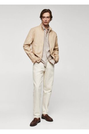 پیراهن خاکی مردانه مانگو 67080625