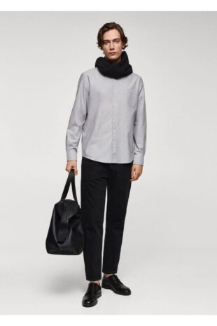 پیراهن خاکستری مردانه مانگو 67080625