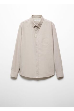 پیراهن خاکی مردانه مانگو 67080625