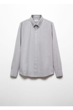 پیراهن خاکستری مردانه مانگو 67080625