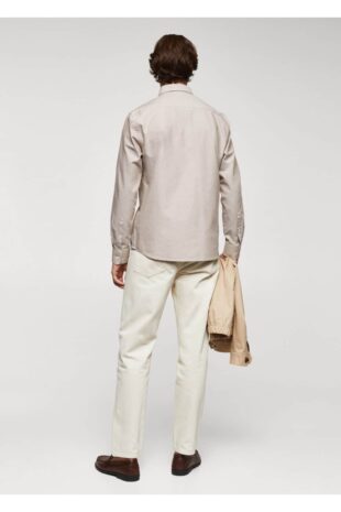 پیراهن خاکی مردانه مانگو 67080625