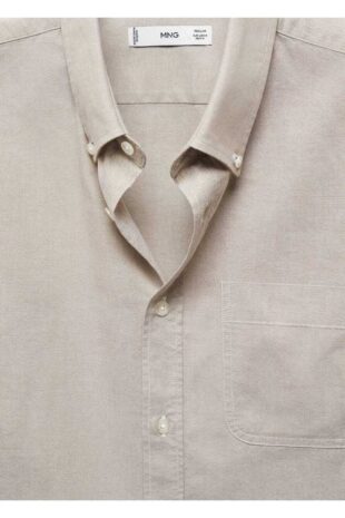 پیراهن خاکی مردانه مانگو 67080625