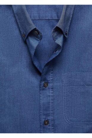 پیراهن آبی مردانه مانگو 67080625