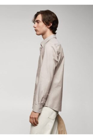 پیراهن خاکی مردانه مانگو 67080625