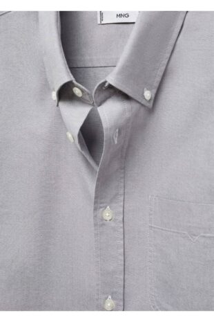 پیراهن خاکستری مردانه مانگو 67080625