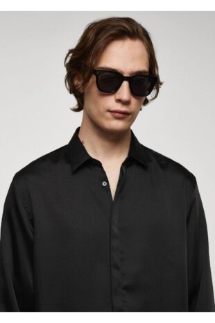 پیراهن سیاه مردانه مانگو 57069405