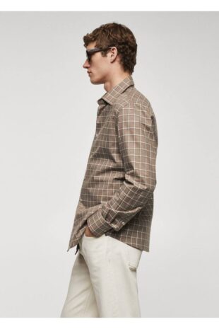 پیراهن بژ مردانه مانگو 67040630