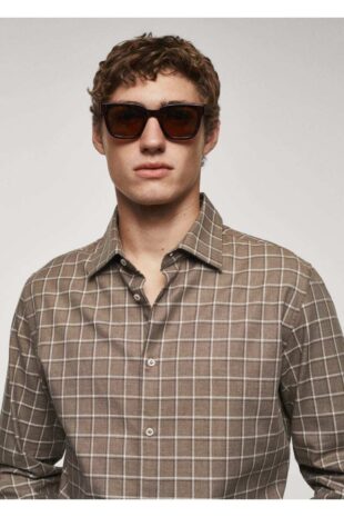 پیراهن بژ مردانه مانگو 67040630