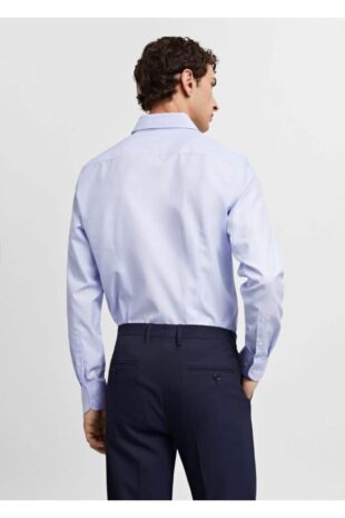 پیراهن آبی مردانه مانگو 67050625