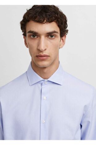 پیراهن آبی مردانه مانگو 67050625