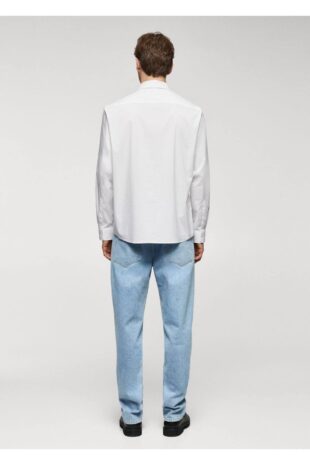 پیراهن آبی مردانه مانگو 67060629