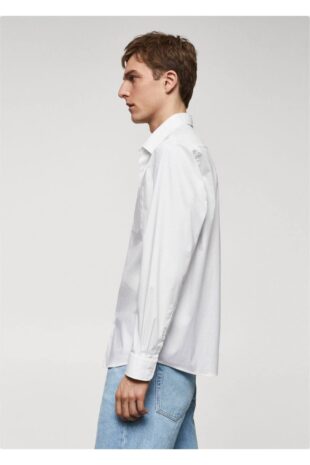 پیراهن آبی مردانه مانگو 67060629