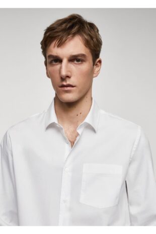 پیراهن آبی مردانه مانگو 67060629