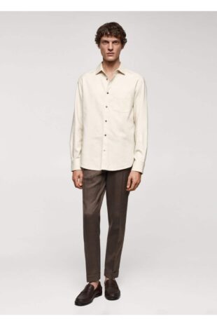 پیراهن بژ مردانه مانگو 67080635