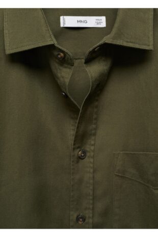 پیراهن خاکی مردانه مانگو 67080635