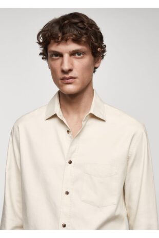 پیراهن بژ مردانه مانگو 67080635