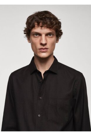 پیراهن سیاه مردانه مانگو 67080635