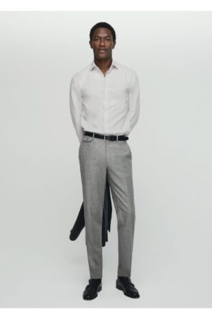 پیراهن خاکستری مردانه مانگو 57037905