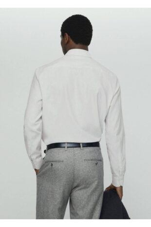 پیراهن خاکستری مردانه مانگو 57037905