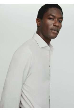 پیراهن خاکستری مردانه مانگو 57037905