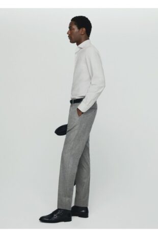 پیراهن خاکستری مردانه مانگو 57037905