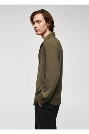 پیراهن خاکی مردانه مانگو 57069218