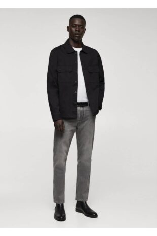 شلوارک منگو خاکستری فاق نرمال مردانه مانگو 67010632