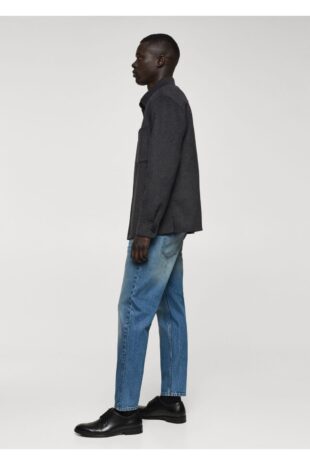 شلوارک منگو آبی فاق نرمال مردانه مانگو 67010635