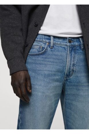 شلوارک منگو آبی فاق نرمال مردانه مانگو 67010635