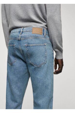 شلوارک منگو آبی فاق نرمال مردانه مانگو 67030627