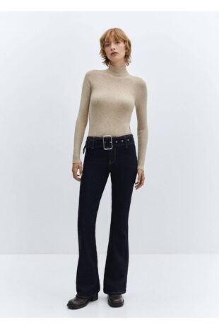 شلوارک منگو آبی فاق نرمال زنانه مانگو 67090479