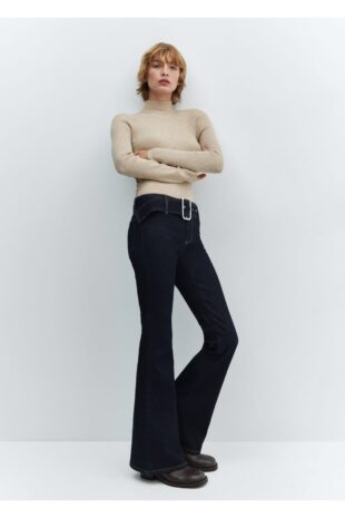 شلوارک منگو آبی فاق نرمال زنانه مانگو 67090479