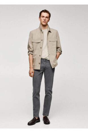 جین منگو خاکستری فاق نرمال مردانه مانگو 57010690