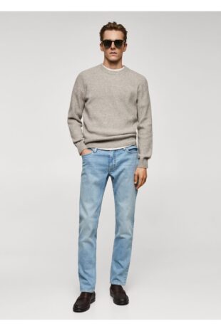 شلوارک منگو آبی فاق نرمال مردانه مانگو 67030621