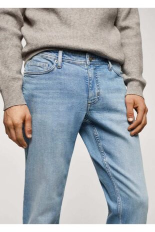 شلوارک منگو آبی فاق نرمال مردانه مانگو 67030621