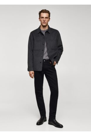 شلوارک منگو سیاه فاق نرمال مردانه مانگو 67030622