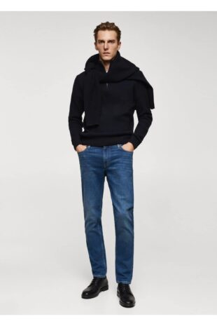 شلوارک منگو آبی فاق نرمال مردانه مانگو 67050619