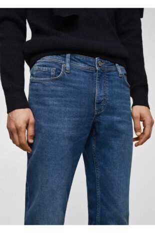 شلوارک منگو آبی فاق نرمال مردانه مانگو 67050619