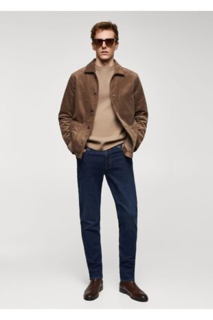 شلوارک منگو آبی فاق نرمال مردانه مانگو 67090618