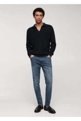 شلوارک منگو آبی فاق نرمال مردانه مانگو 67010636