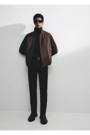 شلوارک منگو خاکستری فاق نرمال مردانه مانگو 67010641