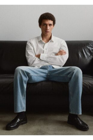 شلوارک منگو آبی فاق نرمال مردانه مانگو 67010644