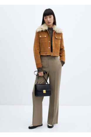 بافت منگو قهوه ای زنانه مانگو 57007760