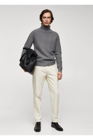 بافت منگو خاکستری مردانه مانگو 67010653