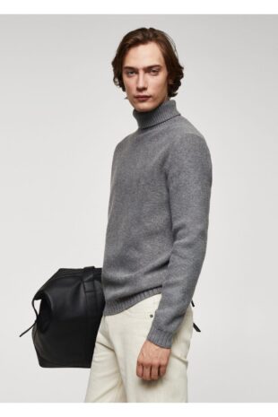 بافت منگو خاکستری مردانه مانگو 67010653