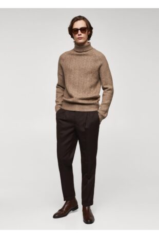 بافت منگو قهوه ای مردانه مانگو 67010654