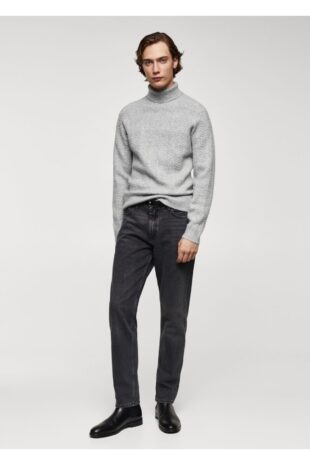 بافت منگو خاکستری مردانه مانگو 67010654