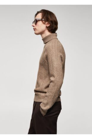 بافت منگو قهوه ای مردانه مانگو 67010654